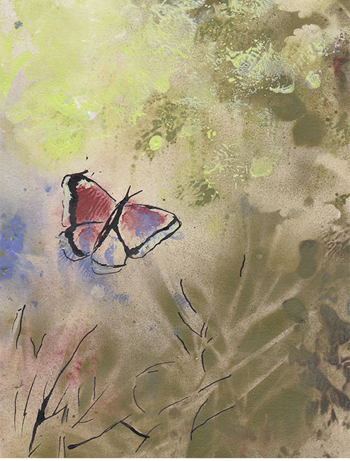 Kapky na okně, 40 x 30 cm v rámu s paspartou