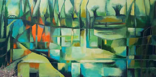 Mezi břehy, 180 x 90 cm, akryl